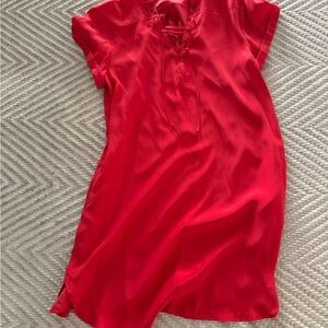 Frame  Vibrant Red (Blood Orange in tag) Lace-Up Dress